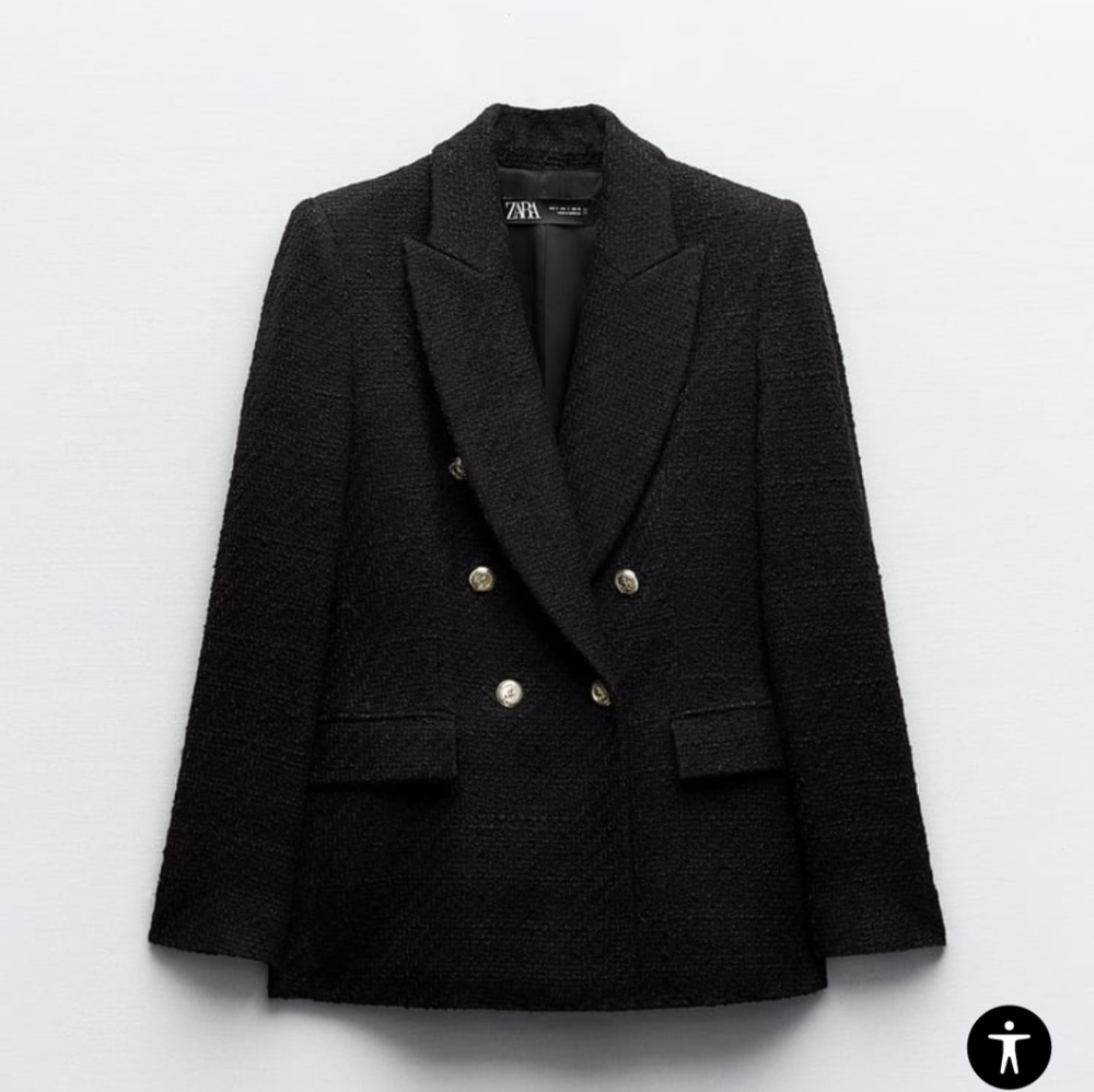 ZARA DOUBLE BREASTED TEXTURED TEXTURED LONG JACKET BLAZER COAT size small
